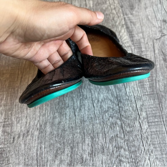 TIEKS by Gavrieli Obsidian Crocodile Ballet Flats Womens Sz 9 Black Foldable - Picture 6 of 10